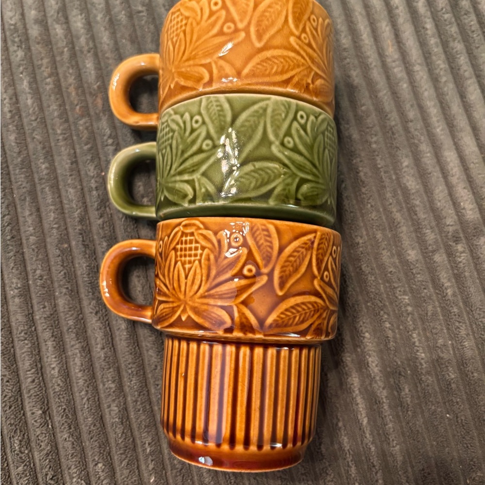 1970s Japanese ceramic stacking mugs